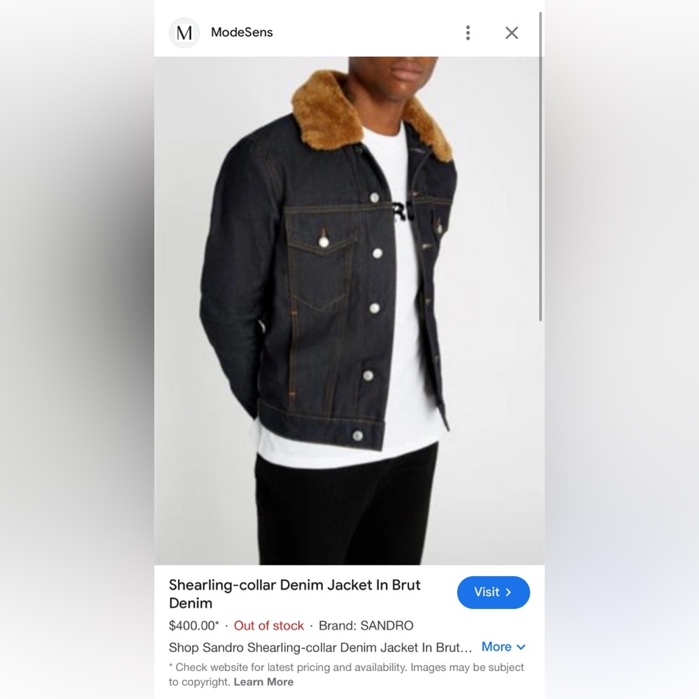 SHEARLING-COLLAR DENIM JACKET IN BRUT DENIM